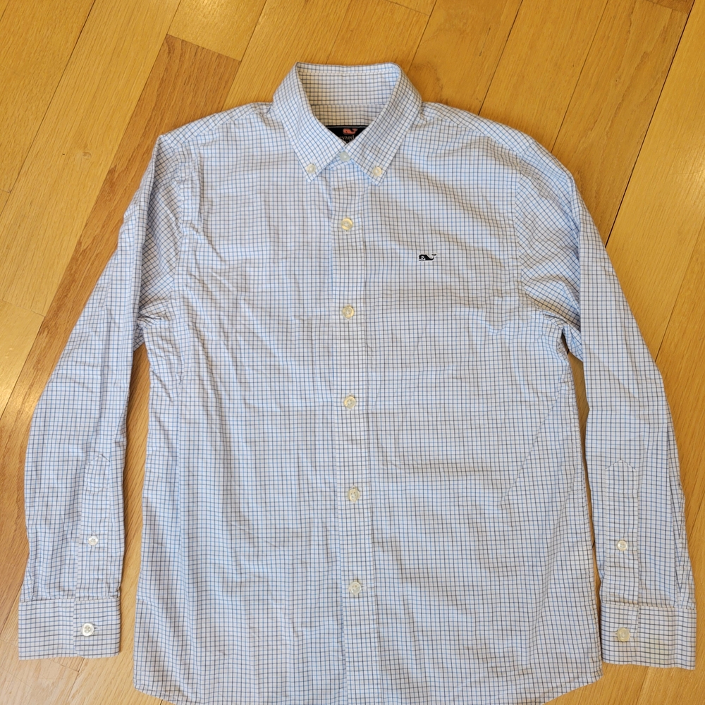 Vineyard Vines Blue and White Checkered Button-Down Shirt